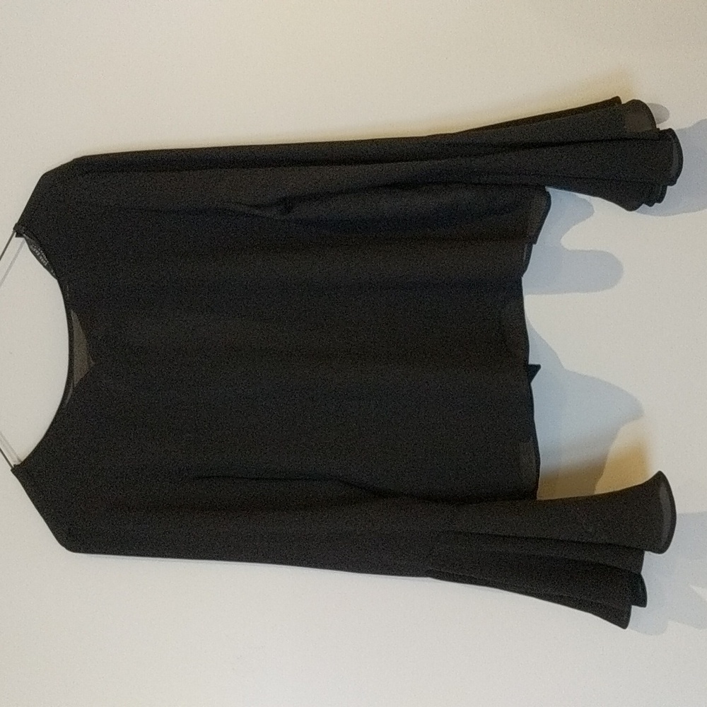 Zara Black Flare Bell Sleeves Open Back Blouse Size Small